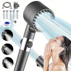 High-Pressure Turbo Shower Head With 5-Stage Filtration - Multiple Spray Modes & Hard Water Power Rinse For Pet Bathing