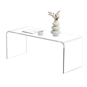 Acrylic Coffee Table, 39.25" Long 15mm Thick Rectangle Tea Table for Living Room, Clear