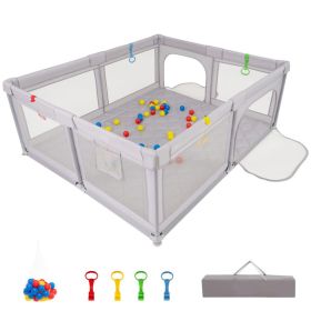 Portable Baby Play Yard - 73"x61.5"x27", Breathable Mesh, 50 Ocean Balls & Carry Bag