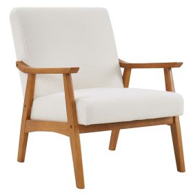 Solid Wood Armrest Teddy Velvet Simple Single Indoor Lounge Chair Backrest