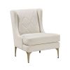 Modern Luxury Taupe Chenille Upholstery Wingback Accent Chair 1pc Gold Finish Metal Legs Pocket Coils Diamond Stitched Furniture