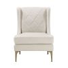 Modern Luxury Taupe Chenille Upholstery Wingback Accent Chair 1pc Gold Finish Metal Legs Pocket Coils Diamond Stitched Furniture