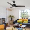 48 in. Integrated LED Farmhouse Indoor/Outdoor Black Smart Ceiling Fan with Remote Control