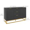 Sideboard Storage Cabinet with 3 Drawers, Adjustable Shelves and Doors, Kitchen Buffet Cabinet for Dining Room, Black