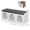 Upholstered Shoe Cabinet Storage Bench with Padded Cushion, with 3 drawer Enough Storage Space Bench Stool for Living Room Entryway Furniture, White