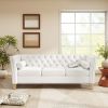 Elegant Transitional 3-Seat Sofa with Flared Arms, Nailhead Trim & Solid Wood Legs, Comfortable Couch for Living Room & Home Office