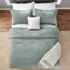 5-Piece Sage Jacquard Comforter Set, Full/Queen