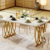 Modern style dining table, living room table, kitchen table, rectangular dining table, artificial marble tabletop, exquisite design, with steel frame
