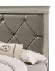 Modern 1pc Beige Champagne Finish King Size Panel Bed Wooden Crocodile Texture PU Upholstered Headboard Crystal-Like Button Tufted Fabric Bedroom Furn