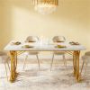 Modern style dining table, living room table, kitchen table, rectangular dining table, artificial marble tabletop, exquisite design, with steel frame