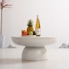 27.55" Cream Magnesium Oxide Outdoor Round Table with Wide Top