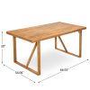 7 Pieces Acacia Wood Outdoor Dining Set s,Modern 6 Chairs 1 Large Table, Dining Furniture Set for Lawn, Backyard, Garden Deck,Poolside,Beige
