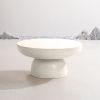 27.55" Cream Magnesium Oxide Outdoor Round Table with Wide Top