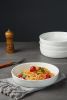 famiware Mars 4 Pieces Pasta Bowls Set, 8.5 inch Salad Bowls, Large Capacity, Bowl Sets with Brown Speckled, Microwave & Dishwasher Safe, White