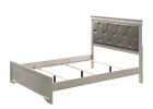 Modern 1pc Beige Champagne Finish King Size Panel Bed Wooden Crocodile Texture PU Upholstered Headboard Crystal-Like Button Tufted Fabric Bedroom Furn