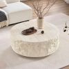 35.43''Fiberglass Round Center Coffee Table for Living Room Vintage Table,Imitation Stone Table front of the Sofa