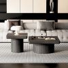 Modern Wood Nesting Coffee Table Set, 2-Piece Coffee Table with Cylindrical & Fluted Pedestal