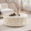 35.43''Fiberglass Round Center Coffee Table for Living Room Vintage Table,Imitation Stone Table front of the Sofa