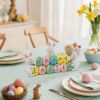 Easter Decorations Eggs Bunny, Hand-Painted Resin Tabletop Centerpiece, Decor Bunny Figurine for Home Room Table Office Party (Happy Easter)