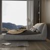 King Size Luxury Upholstered Platform Bed with Oversized Padded Backrest and Solid Wood Frame,suitable for Multiple heights of mattresses