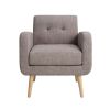 Mid-Century Modern Fabric Accent Armchair Single Sofa with Rubber Wood Legs for Living Room