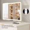 LED Vanity Mirror with Lights Aluminum Frame Bathroom Mirror Dimmable 3 Color Modes Makeup Mirror Memory Function Bedroom