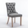 Modern High-end Tufted Solid Wood Contemporary Flax Upholstered Dining Chair with Wood Legs Nailhead Trim 2-Pcs Set